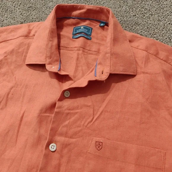 Linen Club Studio Mens Contemporary Fit Linen Cotton Blend Button Up Shirt 42cm - Picture 7 of 10